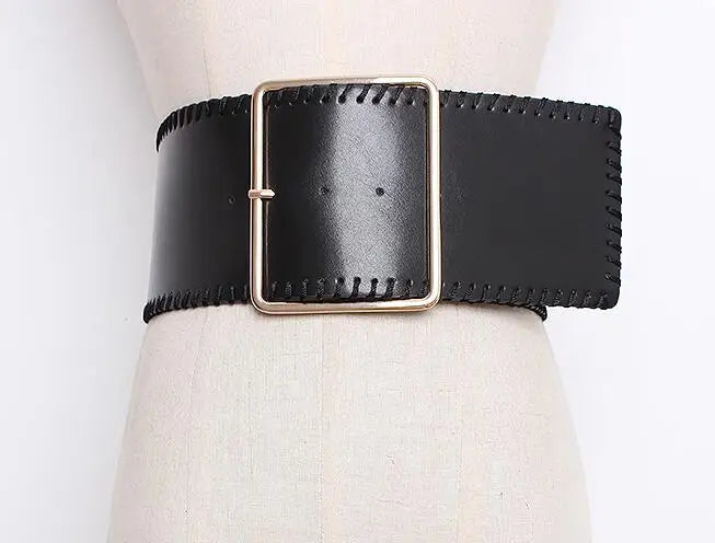 Women's Runway Fashion PU leather Cummerbunds Female Dress Corsets Waistband Belts decoration Wide Belt R1364