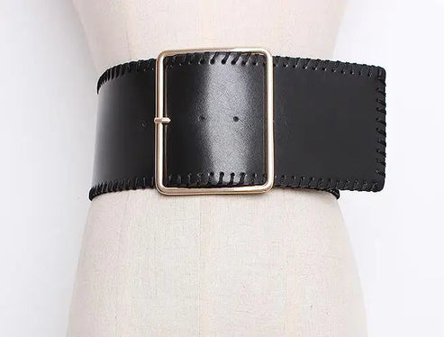 Women's Runway Fashion PU leather Cummerbunds Female Dress Corsets Waistband Belts decoration Wide Belt R1364