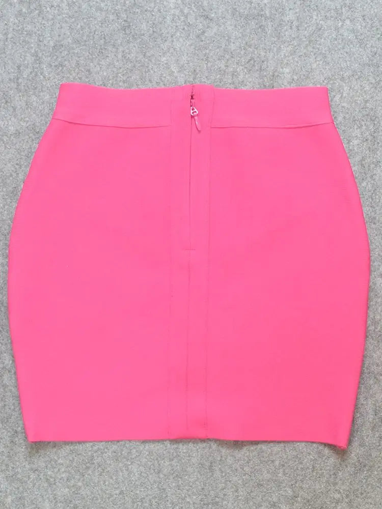BEAUKEY 2024 New Skirts Stretchy Sheath Sexy Women Mini Skirts Elastic Slim Tight Pencil Club Party Hot Pink Rose Skirts