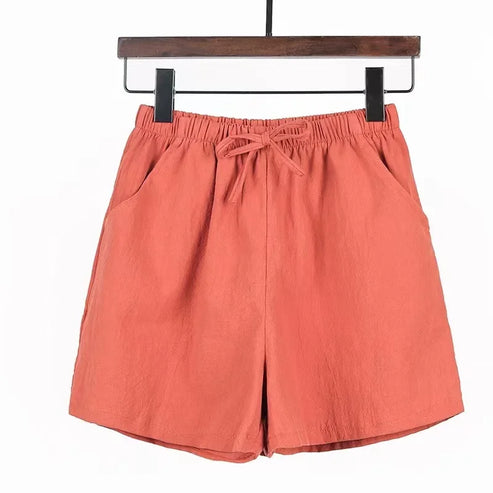 2024 New Summer Cotton Linen Beach Shorts Women Basic Short Pants Mini Wide Leg Trousers Ladies Fashion Casual Home Streetwear