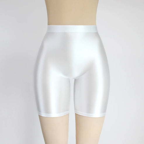 Women Cropped Pants Oily Shiny Luster Tights Form-fitting Opaque Sexy High Waist Capris Smooth Super Smoothy Skinny Leggings