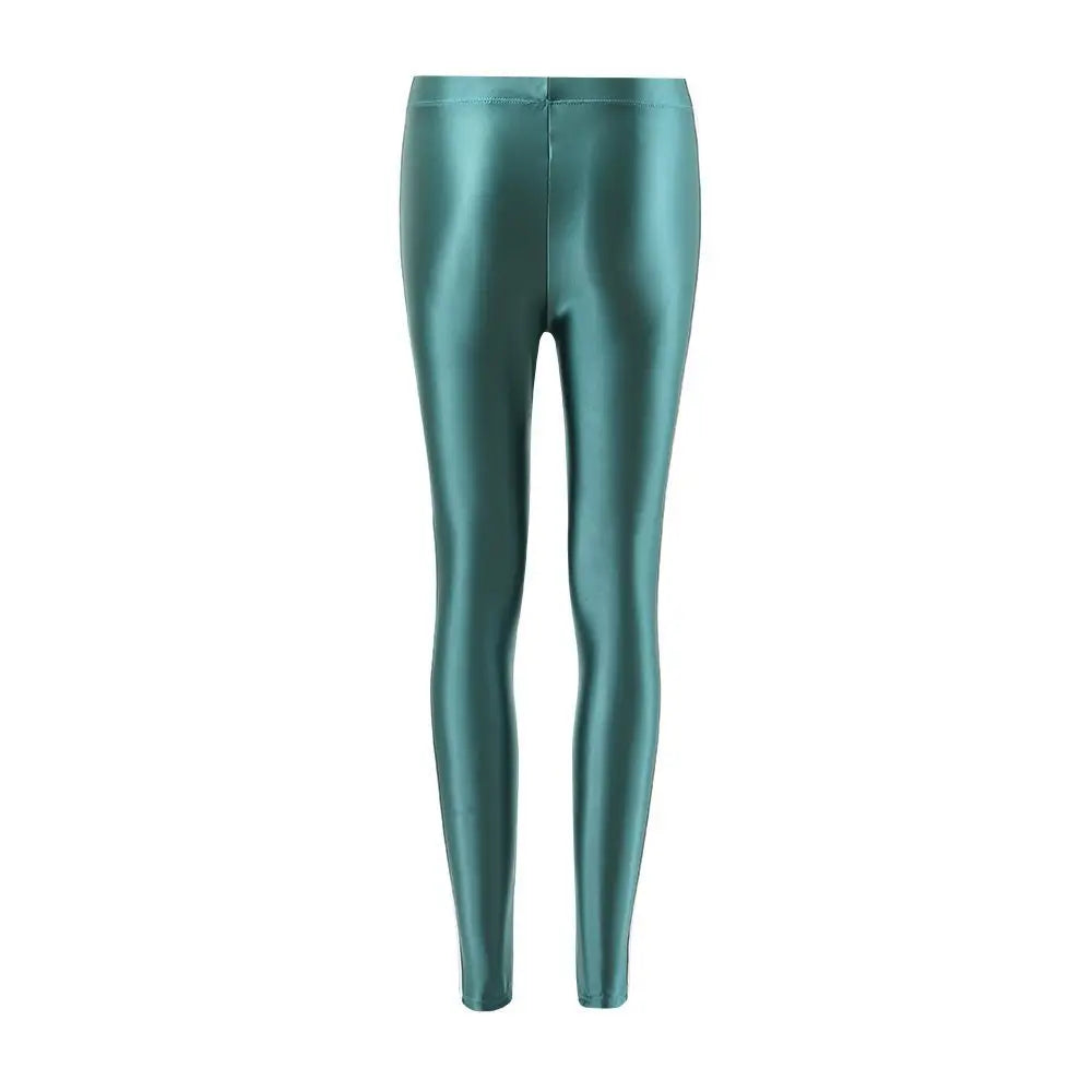 Glossy striped leggings pants High waist women Sexy slim seam workout leggings