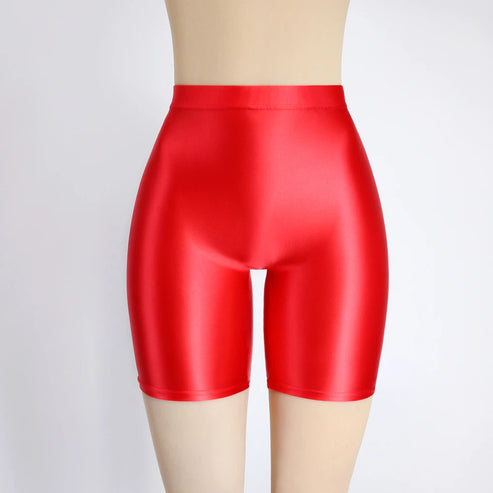 Women Cropped Pants Oily Shiny Luster Tights Form-fitting Opaque Sexy High Waist Capris Smooth Super Smoothy Skinny Leggings