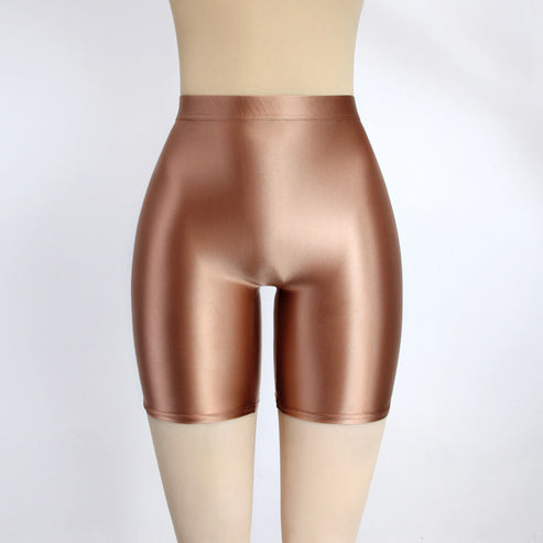 Women Cropped Pants Oily Shiny Luster Tights Form-fitting Opaque Sexy High Waist Capris Smooth Super Smoothy Skinny Leggings