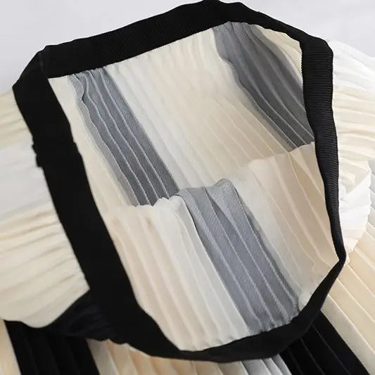New cross-border foreign trade women's chiffon color matching pleated skirt folding splicing chiffon skirt