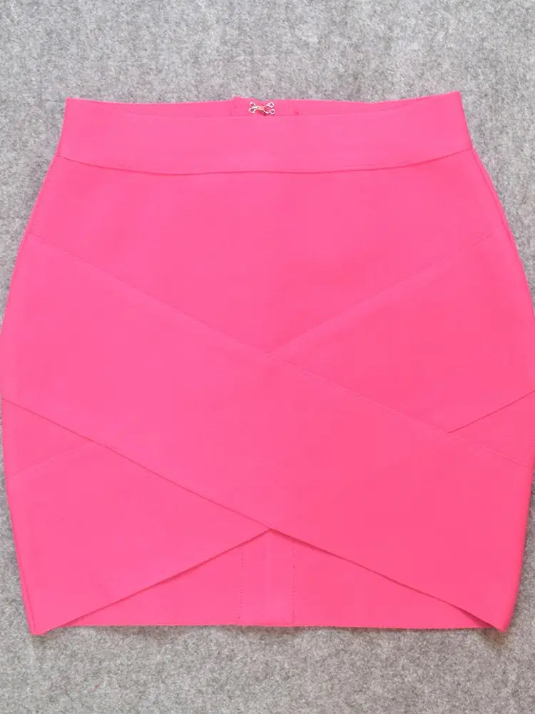 BEAUKEY 2024 New Skirts Stretchy Sheath Sexy Women Mini Skirts Elastic Slim Tight Pencil Club Party Hot Pink Rose Skirts