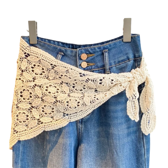 Trendy Lace Trim Fart Curtain Hollowed-out Slim Fit Hip Curtain Y2K Pretty Apron Wrap Skirt Summer