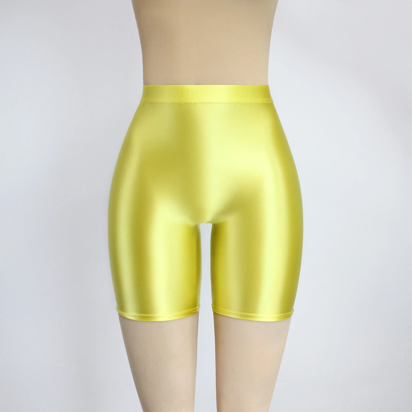 Women Cropped Pants Oily Shiny Luster Tights Form-fitting Opaque Sexy High Waist Capris Smooth Super Smoothy Skinny Leggings