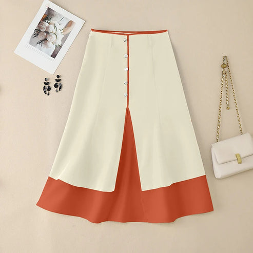 Elegant Office Skirts ZANZEA Women High Waist Patchwork Jupe 2025 Autumn Midi Skirt Robe Elegant A-line OL Work Faldas Saia