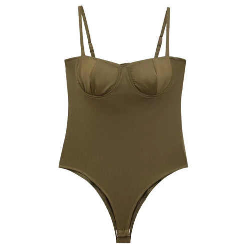 HXAO Satin Camisole Bodysuit for Women Thin Straps Women's Bodysuits Lingerie Bodycon Street Wear Sexy Backless Body Suits Woman