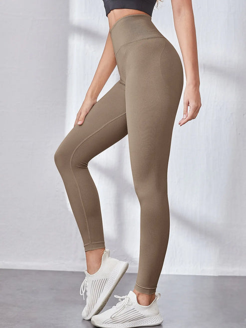 Women's High-Waisted Soft Yoga Pants Solid Color High Elastic Fashion Seasonal Leggings Hip-Up Sports Yoga Wear Gym Tights