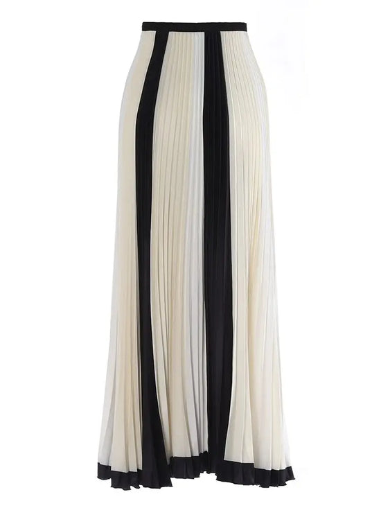 New cross-border foreign trade women's chiffon color matching pleated skirt folding splicing chiffon skirt