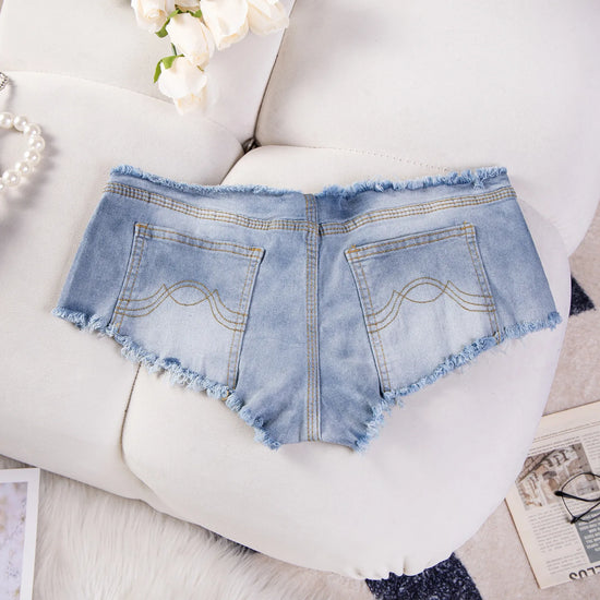 Y2k Shorts Jeans Low-rise Denim Shorts Women's High Elasticity Holes Zippers Booty Shorts