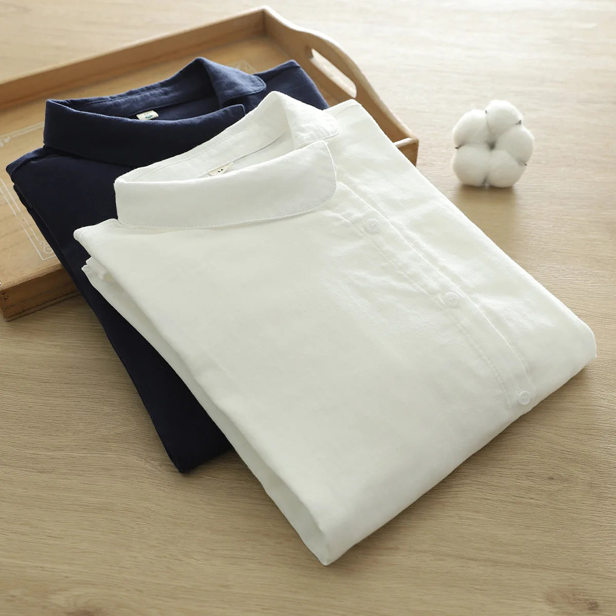 New Fall Cotton White Shirt Women's Long Sleeves Skew Collar Tops Office Lady Comfortable Casual Blouses 2024 Spring T41450QM