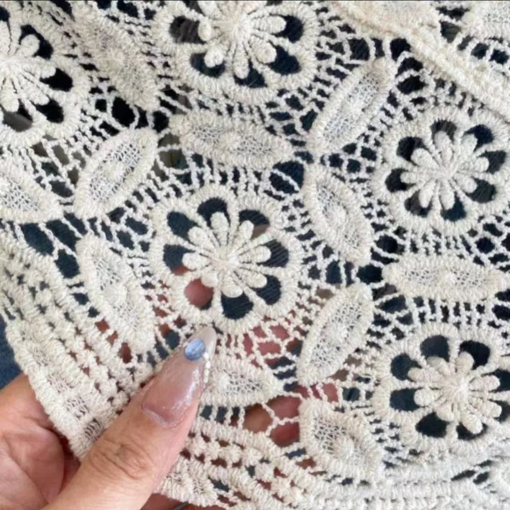 Trendy Lace Trim Fart Curtain Hollowed-out Slim Fit Hip Curtain Y2K Pretty Apron Wrap Skirt Summer