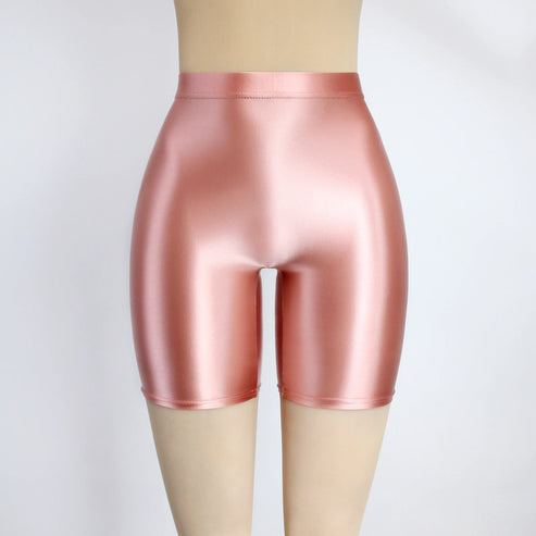 Women Cropped Pants Oily Shiny Luster Tights Form-fitting Opaque Sexy High Waist Capris Smooth Super Smoothy Skinny Leggings
