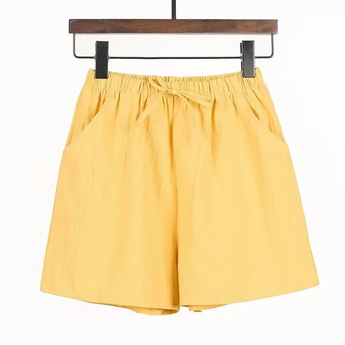 2024 New Summer Cotton Linen Beach Shorts Women Basic Short Pants Mini Wide Leg Trousers Ladies Fashion Casual Home Streetwear