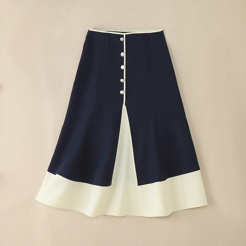 Elegant Office Skirts ZANZEA Women High Waist Patchwork Jupe 2025 Autumn Midi Skirt Robe Elegant A-line OL Work Faldas Saia