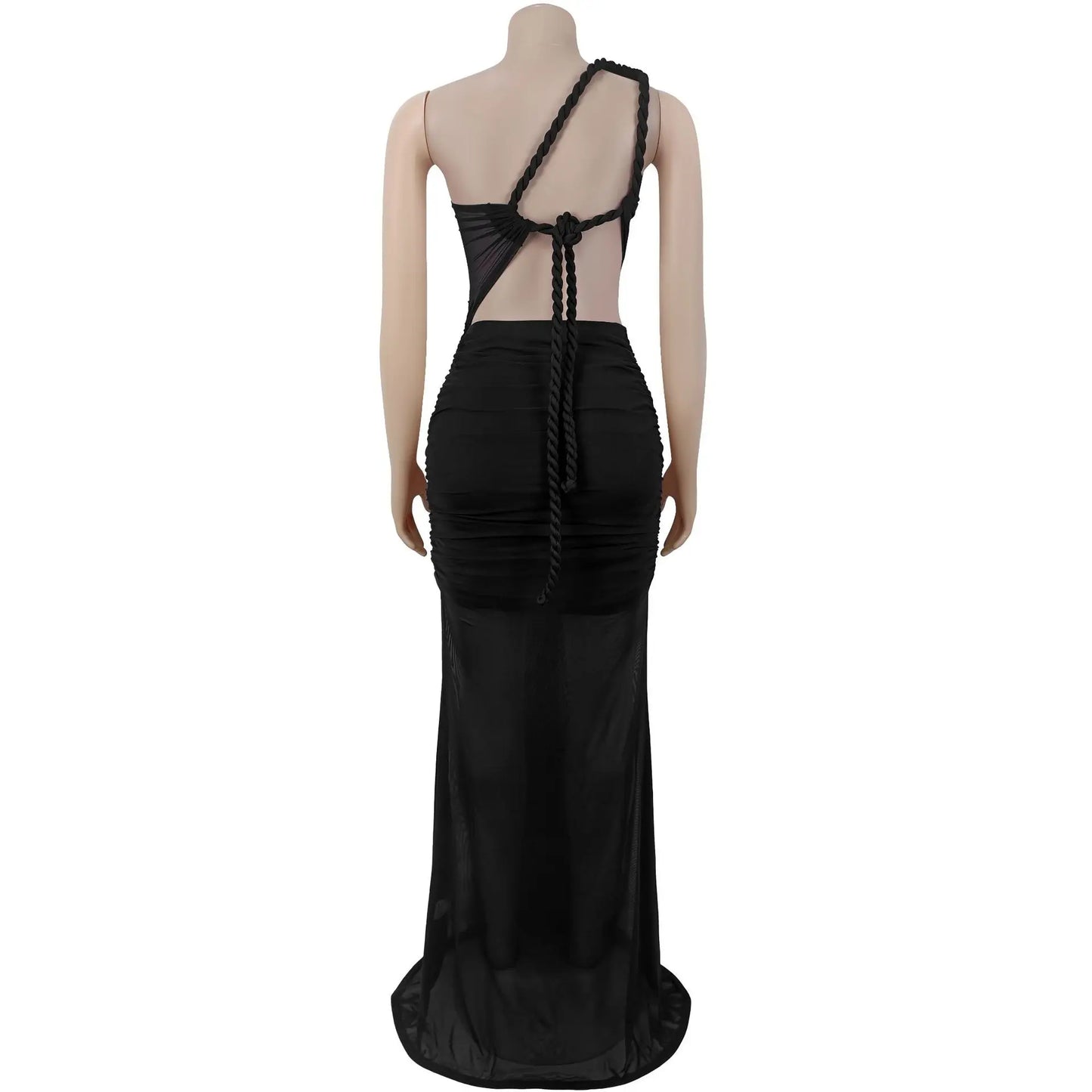 HBLL Women Summer Dress Rope Lace Up Parti Evening Wedding Sexi Long Irregular Sleeveless Bodycon Prom Mesh Dress Free Shipping