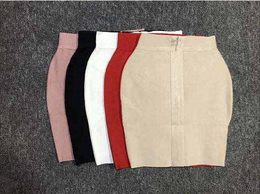 42CM Length Bandage Skirts Women Sexy High Waist Bodycon Mini Asymmetric Skirt Elastic High Street Evening Club Party Bottoms