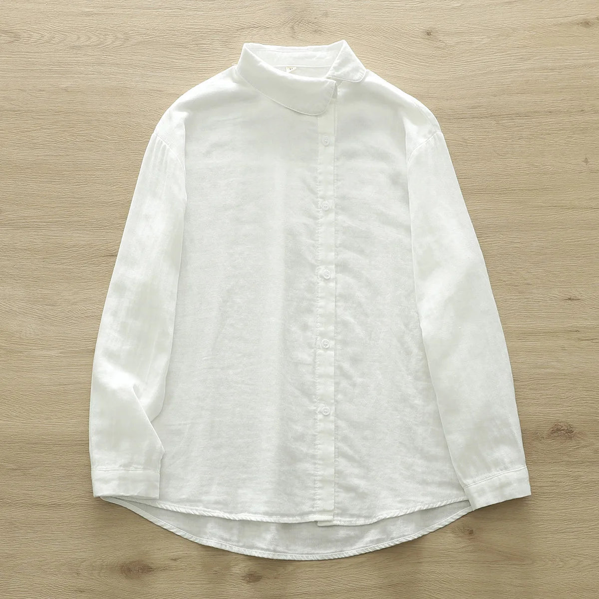 New Fall Cotton White Shirt Women's Long Sleeves Skew Collar Tops Office Lady Comfortable Casual Blouses 2024 Spring T41450QM