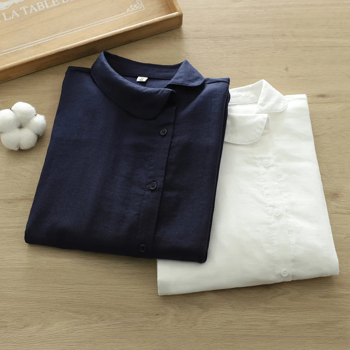 New Fall Cotton White Shirt Women's Long Sleeves Skew Collar Tops Office Lady Comfortable Casual Blouses 2024 Spring T41450QM