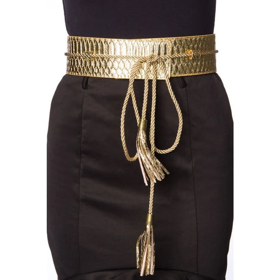 Women’s Wide Cummerbund Faux Leather Waist Belt | Women’s Braided Tassel Belt | Women’s Wide Tassel Junior Waist Belt