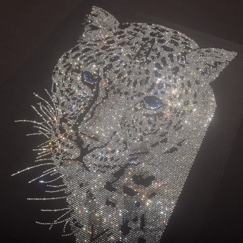 New shiny hot drill silver leopard T-shirt high quality good fabric ice cotton ladies summer short-sleeved casual T-shirt