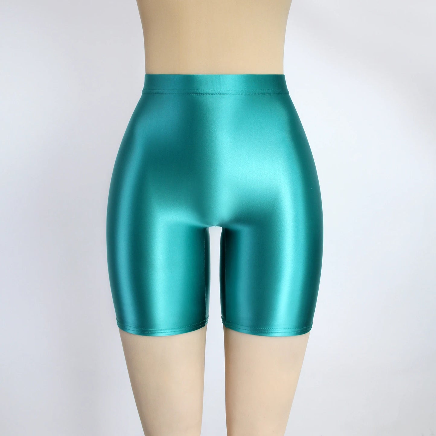 Women Cropped Pants Oily Shiny Luster Tights Form-fitting Opaque Sexy High Waist Capris Smooth Super Smoothy Skinny Leggings