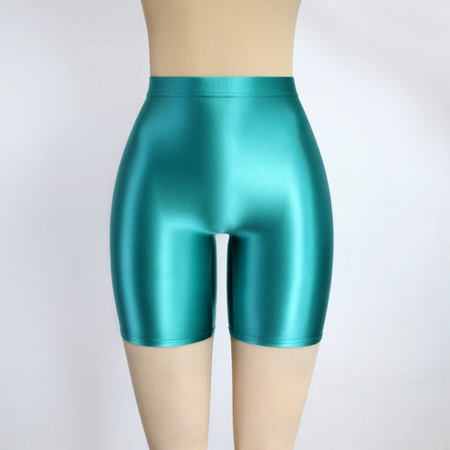 Women Cropped Pants Oily Shiny Luster Tights Form-fitting Opaque Sexy High Waist Capris Smooth Super Smoothy Skinny Leggings