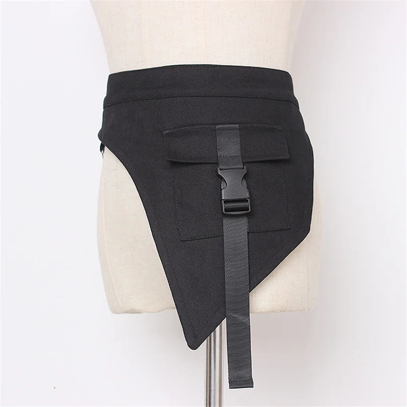 Multifunction Gothic Punk Hip Hop Corset With Metal Chain Women Techwear Style Street Fashion Denim Corset Belt
