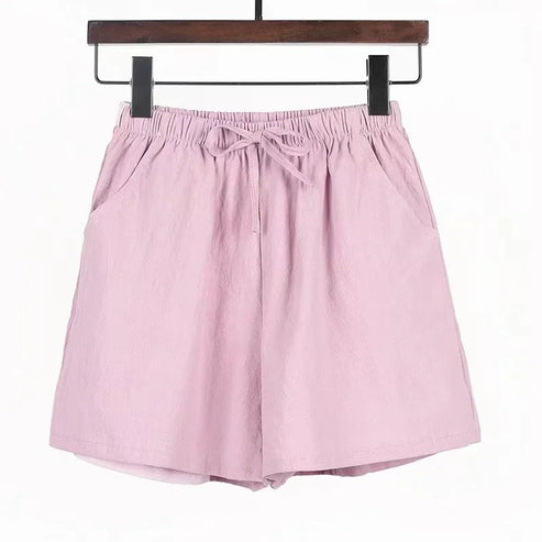 2024 New Summer Cotton Linen Beach Shorts Women Basic Short Pants Mini Wide Leg Trousers Ladies Fashion Casual Home Streetwear
