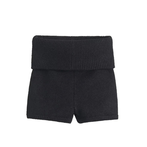 Spicy Girl Low Waisted Knitted Shorts Sexy Wrap Buttocks Double-layer Flip Waist Thread Tight Fitting Slim Solid Shorts O3WG
