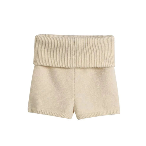 Spicy Girl Low Waisted Knitted Shorts Sexy Wrap Buttocks Double-layer Flip Waist Thread Tight Fitting Slim Solid Shorts O3WG