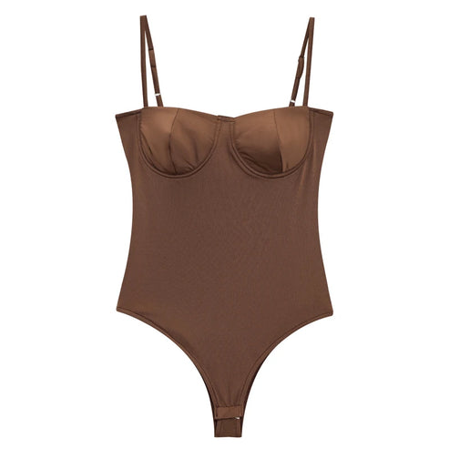 HXAO Satin Camisole Bodysuit for Women Thin Straps Women's Bodysuits Lingerie Bodycon Street Wear Sexy Backless Body Suits Woman