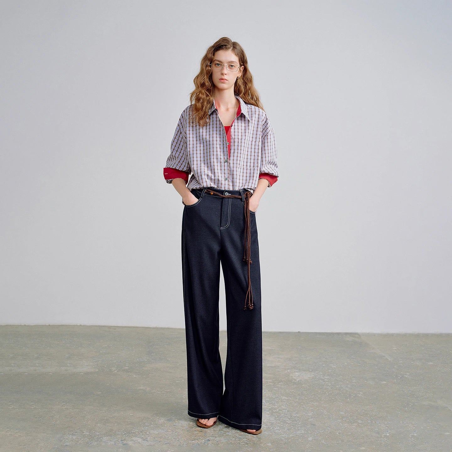 TOYOUTH Women Shirts 2026 Spring New Miu-Style Plaid Intellectual Preppy Loose Fit Retro Shirt Tops