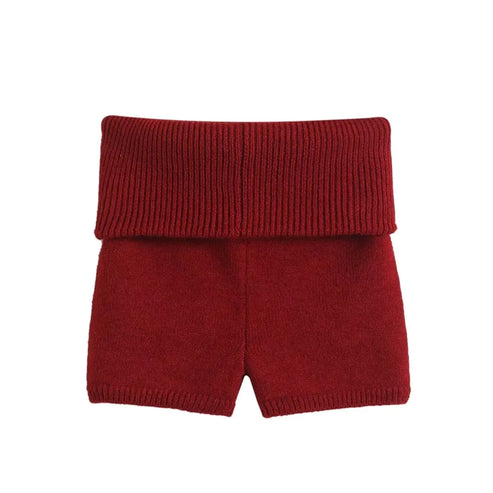 Spicy Girl Low Waisted Knitted Shorts Sexy Wrap Buttocks Double-layer Flip Waist Thread Tight Fitting Slim Solid Shorts O3WG