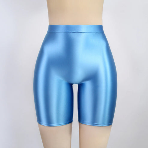 Women Cropped Pants Oily Shiny Luster Tights Form-fitting Opaque Sexy High Waist Capris Smooth Super Smoothy Skinny Leggings