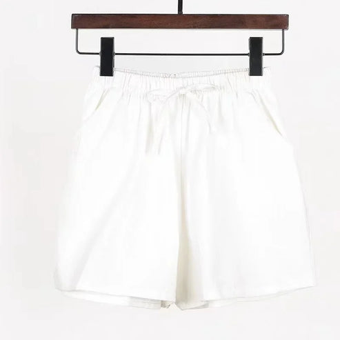 2024 New Summer Cotton Linen Beach Shorts Women Basic Short Pants Mini Wide Leg Trousers Ladies Fashion Casual Home Streetwear