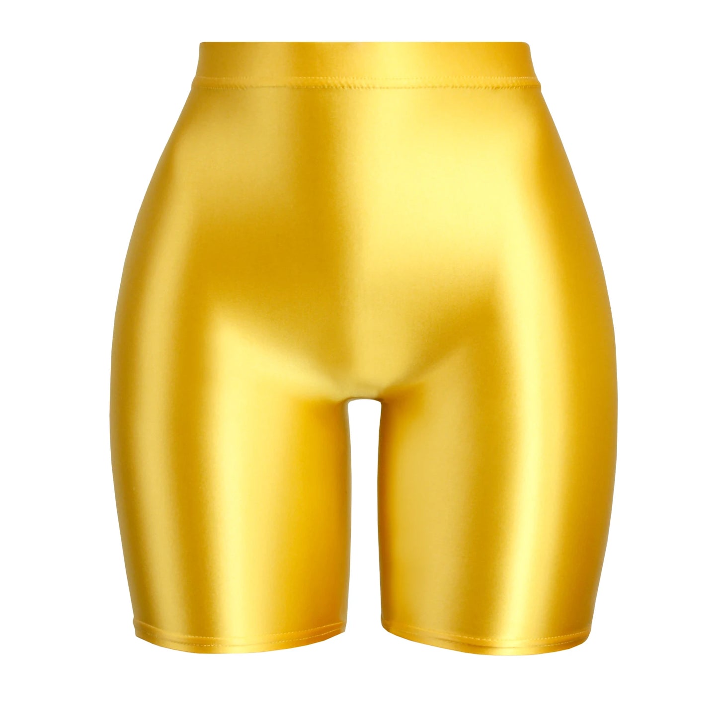 Women Cropped Pants Oily Shiny Luster Tights Form-fitting Opaque Sexy High Waist Capris Smooth Super Smoothy Skinny Leggings