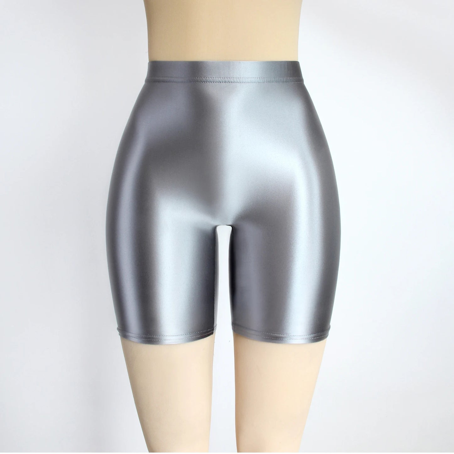 Women Cropped Pants Oily Shiny Luster Tights Form-fitting Opaque Sexy High Waist Capris Smooth Super Smoothy Skinny Leggings