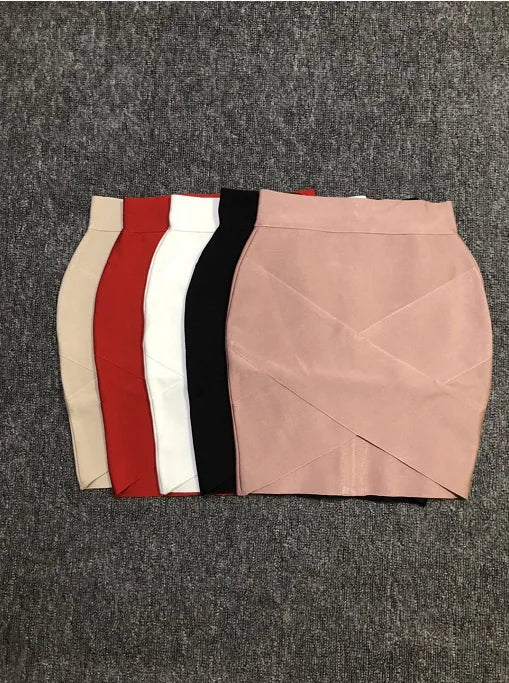 42CM Length Bandage Skirts Women Sexy High Waist Bodycon Mini Asymmetric Skirt Elastic High Street Evening Club Party Bottoms
