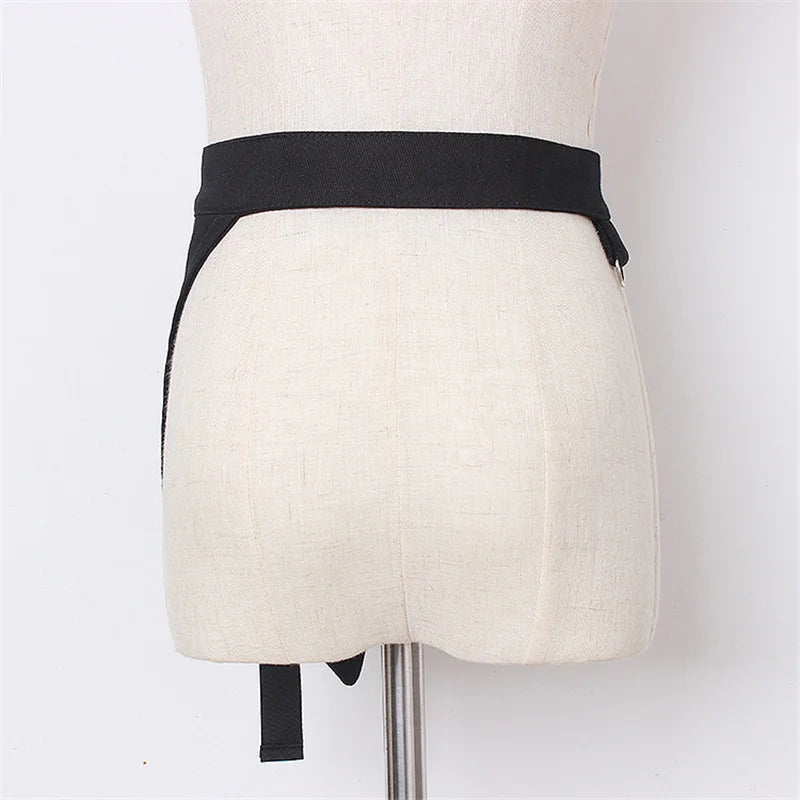 Multifunction Gothic Punk Hip Hop Corset With Metal Chain Women Techwear Style Street Fashion Denim Corset Belt