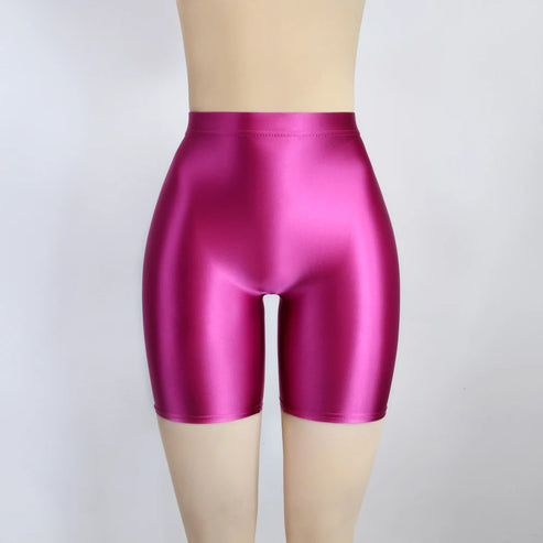 Women Cropped Pants Oily Shiny Luster Tights Form-fitting Opaque Sexy High Waist Capris Smooth Super Smoothy Skinny Leggings